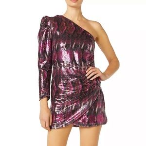 MISA Los Angeles Nova One-Shoulder Sequin Minidress Size S